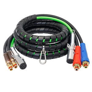 15ft 3 in 1 ABS & Power Air Power Brake Line Hose Wrap 7 Way Electrical Cable Assembly for Semi Truck Trailer Tractor