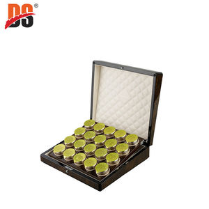 Caja de Té Rectangular de Madera Personalizada, Hecha a Mano, con 10 Compartimentos Divisores, de Bambú Natural sin Acabado, Marca DS, Modelo MDF - Product Image 1