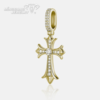Argent 925 personnalisé & 9K/10K/14K/18K or catholique Iris croix pendentif Fine Vvs D couleur Moissanite pendentifs et breloques pour hommes