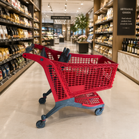 Chariot de courses pliable à 2 niveaux en acier DIKA DK-PT-4 avec roues pour utilisation en supermarché