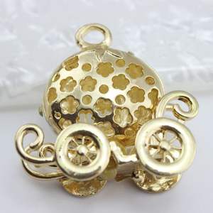 Vente en gros de pendentifs de collier en cristal de rhinestones en forme de carrosse de citrouille bleu 3D de 45 mm - Product Image 6