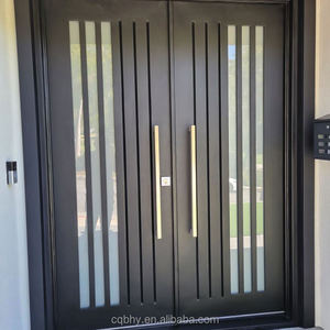Nouveau modèle de portail battant moderne en alliage d'aluminium noir thermolaqué avec service de modélisation 3D, taille personnalisable, clôture et treillis - Product Image 3