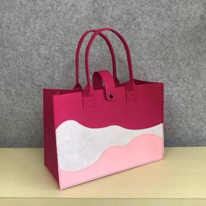 กระเป๋าผ้าสักหลาดลายหยักหลายสีแบบถือด้วยมือหลากสีความจุขนาดใหญ่พกพาได้กระเป๋าสะพายไหล่เดียว - Product Image 6