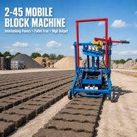 Machine à fabriquer des blocs 2-45, mobile, à poussée, motorisée, à vibration, pour la production de briques creuses en béton