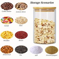 Bocaux de conservation alimentaire en verre transparent de 18 oz avec couvercle en bois de bambou, pots d'organisation de cuisine portables et maniables
