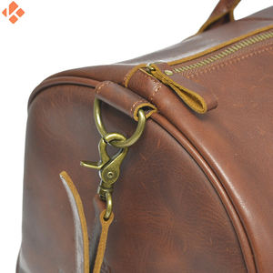 Sac polochon de voyage de luxe de couleur marron foncé Sac polochon de grande capacité en cuir de vachette véritable pour hommes et femmes - Product Image 3