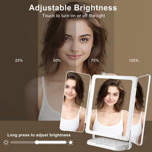LED Makeup <strong>Mirror</strong>, Portable Rechargeable <strong>Triple</strong> Folding Vanity <strong>Mirror</strong> with Light, Type-C Charging <strong>Mirror</strong> OEM Manufacturer - Product Image 3