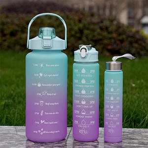 Botellas de Agua de 2L de Gran Capacidad, Vasos de Plástico con Pajita y Marcador de Tiempo, Color Degradado, para Deportes y Fitness al Aire Libre, 3 Piezas/Juego, PE, Unisex - Product Image 4