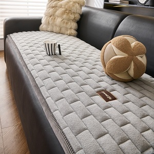 Cojín de Sofá de Felpa <span class=keywords><strong>para</strong></span> Todas las Estaciones, Nuevo, Antideslizante, de Una Sola Pieza, con Diseño a Cuadros, Cálido, Resistente al Polvo, Lavable a Máquina - Product Image 6