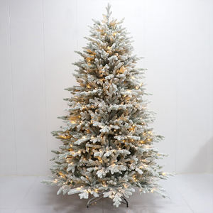 Snowy Flocked Realistic PE&amp;PVC <strong>Fir</strong> Shape Artificial Christmas Tree With Warm LED Lights - Product Image 6