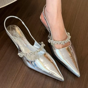 2025 nuevas sandalias puntiagudas sexis de diseñador de marca de verano cómodas Sandalias de tacón medio sin cordones para mujer tacones altos de oficina ligeros - Product Image 6