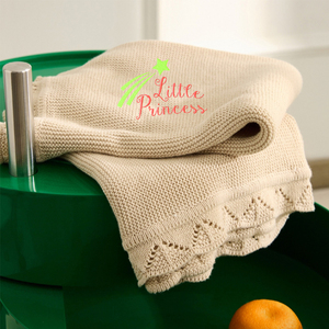 Tùy Chỉnh Thêu Logo Tên Món Quà Sơ Sinh Bọc Trẻ Sơ Sinh Bọc Ném Bông Dệt Kim Bé Chăn Cho Trẻ Em - Product Image 2