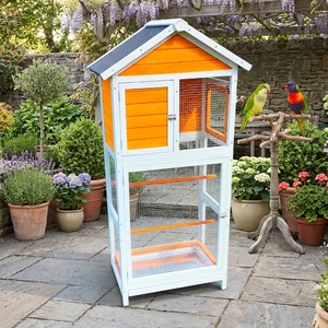 SDB012 Niche à oiseaux de luxe en bois massif, écologique, fournitures chinoises pour l'élevage avec plateau métallique, emballée pour toutes les saisons - Product Image 1