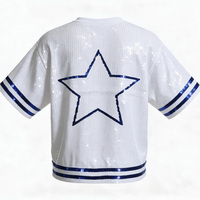 Nouveau design de crop top à sequins coupe décontractée pour Cowboys, top scintillant style hip-hop pour Cowboys de Dallas