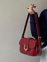 Sac à bandoulière tendance en similicuir verni brillant, petit format, imperméable, pour femme, usage quotidien, style hobo croissant, été et hiver
