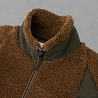 Streetwear Broderie Patch Logo Épais Lourd Hiver Veste Sherpa Polaire Kaki Hommes Manteaux Avec Poches Inclinées