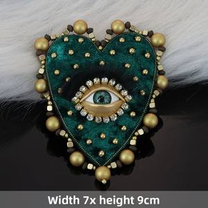 ハンドメイドインドシルクハート型の目の装飾生地パッチハイエンドの縫い付けビーズアクセサリー服バッグ帽子DIY - Product Image 5