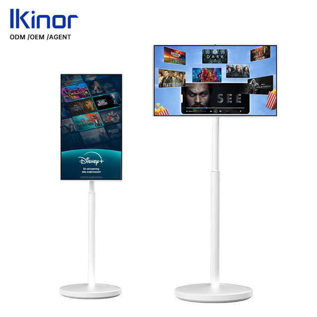 24-Inch White Smart TV Flexible Stand LCD HDTV USB Definition Android System Full HD 100%sRGB 10-Point Touch Game Mode Multiple