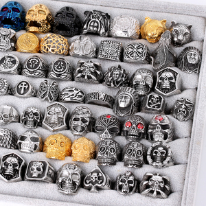 Non Tarnish Jewelry 3D Mockup Viking Skeleton Skull <strong>Biker</strong> <strong>Ring</strong> Punk Stainless Steel Vintage Chunky Men Finger <strong>Ring</strong> - Product Image 1