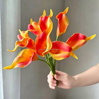 Bunga Calla Lily Buatan L-606, Bunga Plastik Mini Realistis, Tangkai 34cm, Warna Putih Pink Oranye, Dekorasi Pernikahan & Rumah