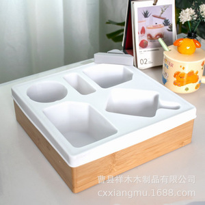 Wooden Desktop Storage Box <b>Rectangle</b> 8cm High With Silicone Insert For Snacks And Drinks Organizers - Product Image 4