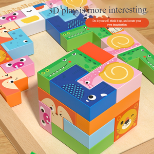 Children's <strong>3D</strong> <strong>Puzzle</strong> Board Toy Creative Wooden Animal Stacking <strong>Block</strong> Game Educational Matching <strong>Blocks</strong> Toy for Ages <strong>5</strong> to 7 Years - Product Image 2
