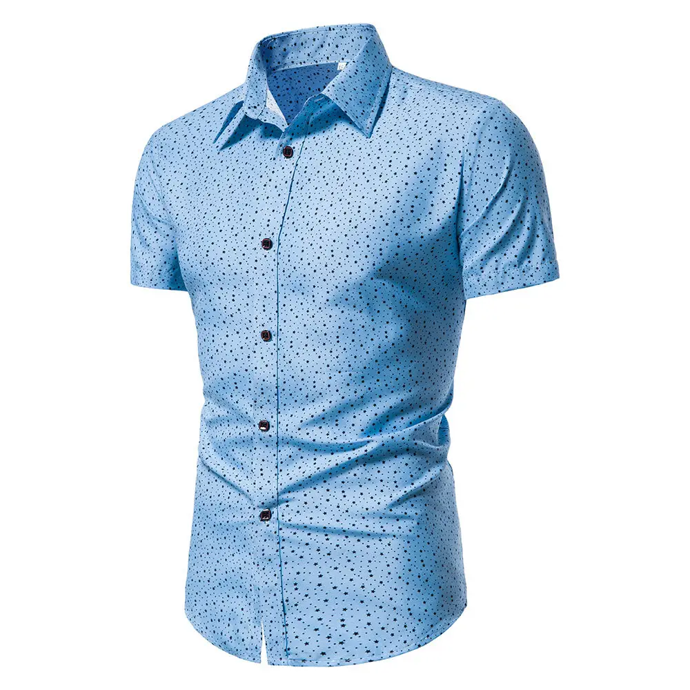 Summer Men's New Broken Dot Print Shirt Short Sleeve Hawaiian Style Loose fitting Shirt