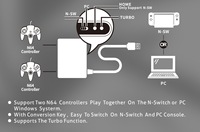 Adaptador de Controlador de Juegos para N64 a Switch NS Oled/PC, Convertidor de Accesorios de Juego 2 en 1