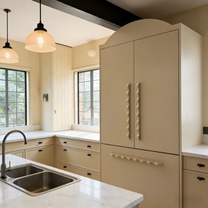 Muebles de Cocina Modulares Modernos Color <span class=keywords><strong>Crema</strong></span>, Gabinetes de Almacenamiento para Cocina, Muebles de Madera Sólida de Lujo para el Hogar - Product Image 1