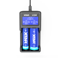 Chargeur de batterie au lithium intelligent XTAR VC2 3.6V 3.7V à 2 emplacements pour 14500 18650 21700 26650 avec écran LCD