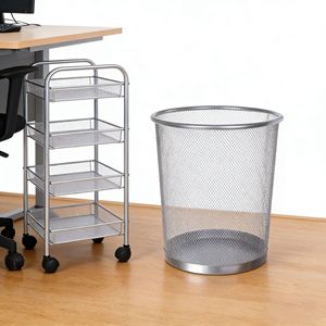 Round Metal Mesh Trash Can Large Size Indoor Waste <b>Bin</b> For Office Home Kitchen Storage - Product Image 1