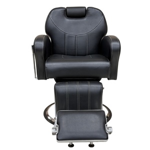 Fauteuil de Barbier Hydraulique Inclinable de Luxe en Cuir PU Noir, Robuste avec Repose-Pieds Large, Chaise de Rasage pour Hommes, Salon de Coiffure - Product Image 1