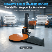 Machine d'emballage extensible électrique automatique pour palettes avec PLC, capacité 2000 kg, durable, avec capacité d'extension de 300 %