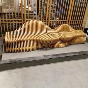 Solid Wood Irregularly Shaped Long <b>Bench</b> Flowerpot Public <b>Leisure</b> Outdoor Use Hotel Mall Humpback Sculpture Decoration Modern - Product Image 1