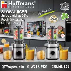 Meilleur prix HM-640 Hoffmans Extracteur de jus lent 2-en-1 300W avec goulotte large de 110 mm, presse-fruits à froid pour revendeurs - Product Image 2
