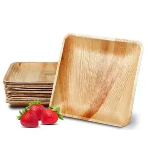 Домашняя романтическая одноразовая деревянная тарелка с пальмовыми листьями