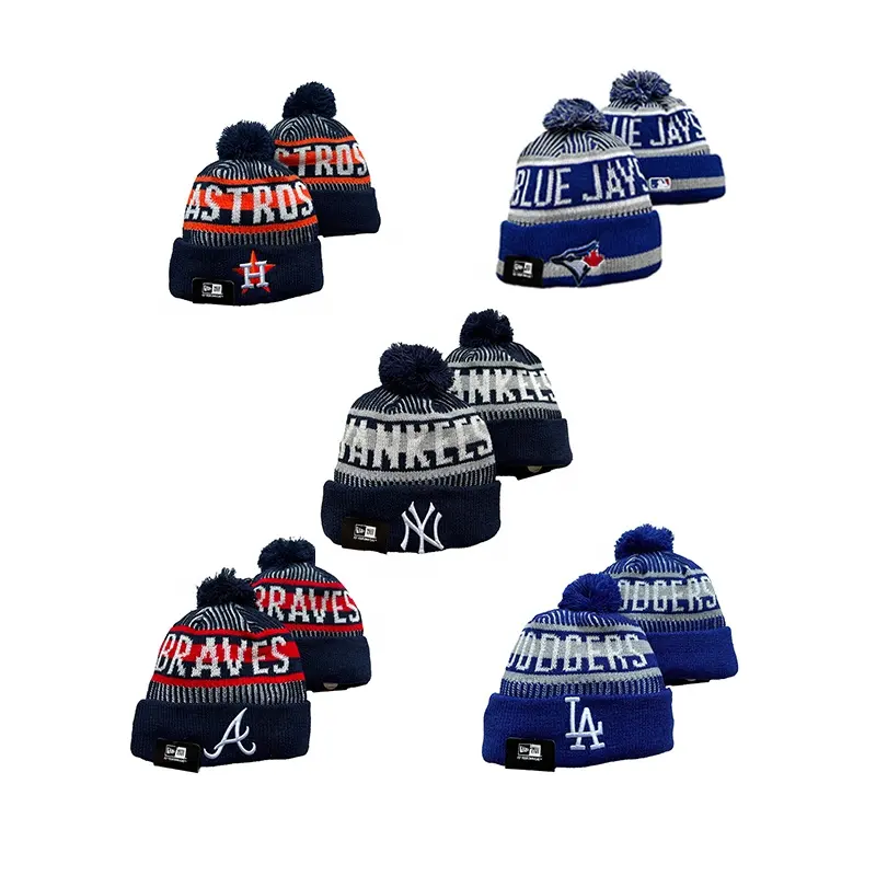 Wholesale Cheap Latest Design Baseball Teams ML B Winter Beanie Hat Dodgers Astros Braves Red Sox Giants Beanies