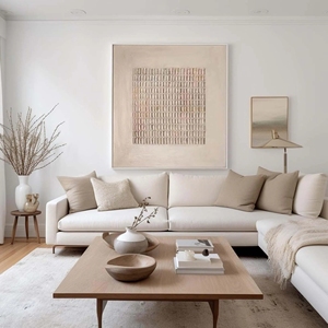 Arte Mural Minimalista Enmarcado, Texturizado en 3D, <span class=keywords><strong>Pintura</strong></span> al Óleo Hecha a Mano, Decoración de Sala de Estar, Estilo Wabi Sabi - Product Image 6