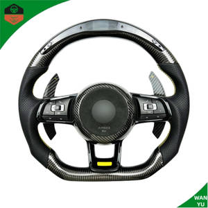 Volante LED de Fibra de Carbono Personalizado para Volkswagen <span class=keywords><strong>Golf</strong></span> <span class=keywords><strong>GTI</strong></span> <span class=keywords><strong>Mk7</strong></span> para Serie 3, Cuero Rojo Cosido, <span class=keywords><strong>Precio</strong></span> de Fábrica - Product Image 1