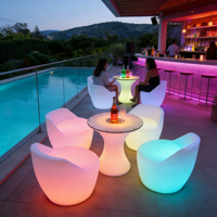 Ensemble de mobilier de bar lumineux et tendance, table et chaise pour lounge à chicha, 16 couleurs, télécommande sans fil, IP65, pour extérieur, hôtel, fête
