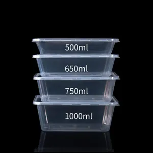 Lunch Box Disposable Food Container PP Plastic Box With Lid 750ml Transparent For Dinner