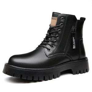 Botas Martin para Hombre, Estilo Sólido, Punta Redonda, Cuero Genuino, Forro de Felpa, Suela de Goma que Aumenta la Altura - Product Image 5