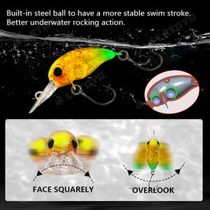 LETOYO 2,6g/4,2G señuelo de manivela Mini señuelos de <span class=keywords><strong>trucha</strong></span> flotante ojo <span class=keywords><strong>grande</strong></span> gancho único portátil pequeño caparazón de huevo Goby Crank Bait - Product Image 3
