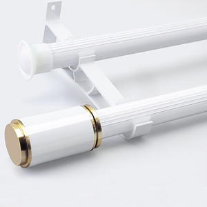 <span class=keywords><strong>Tringle</strong></span> à rideaux moderne à double tête avec support dissimulé silencieux, en aluminium, avec rails métalliques et accessoires pour usage domestique - Product Image 3