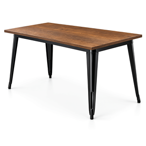 Table de salle à manger industrielle rectangulaire en bois et métal, style moderne, pour café et restaurant, livraison aux États-Unis - Product Image 1