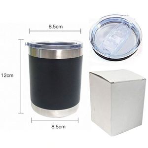 Custom Logo Business Gifts Classic Lowball Double-Wall Stainless Steel <b>Reusable</b> Travel Coffee Tumbler 10oz <b>Lid</b> Vacuum Insulated - Product Image 4
