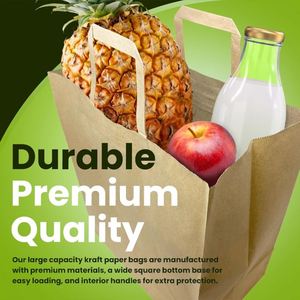 Bolsas de Compra de Papel Kraft Marrón Resistentes a la Humedad, Impresas Personalizadas, con Asa Plana - Product Image 6