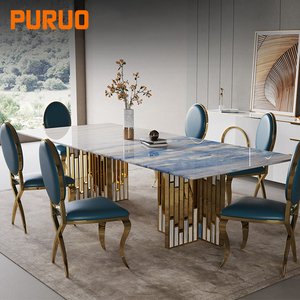 Silla de Comedor Puruo de Diseño de Lujo para Bodas, Eventos, Restaurantes, con Asiento Extraíble, Moderna, de Tela y Cuero PU, para Comedor - Product Image 1