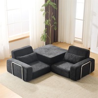 Sofá Cama Modular de Lujo Moderno para Sala de Estar, en Forma de L, 2 Plazas, de Terciopelo, Diseño Interior Reclinable sin Estructura de Compresión