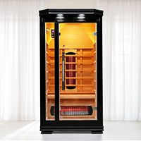 Sauna infrarouge pour une personne, en bois de pruche, sauna sec intérieur, préchauffage de 10 minutes, préréglages de temps et de température.